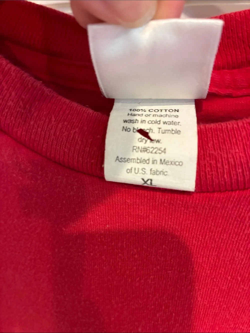The North Face Vintage  Men's Red Short Sleeve Tee with Yellow Logo Patch